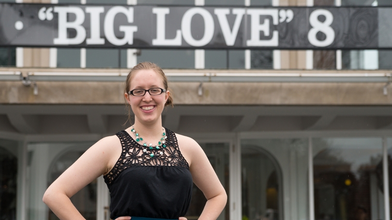 Amber Porter '14 in front of the Hop